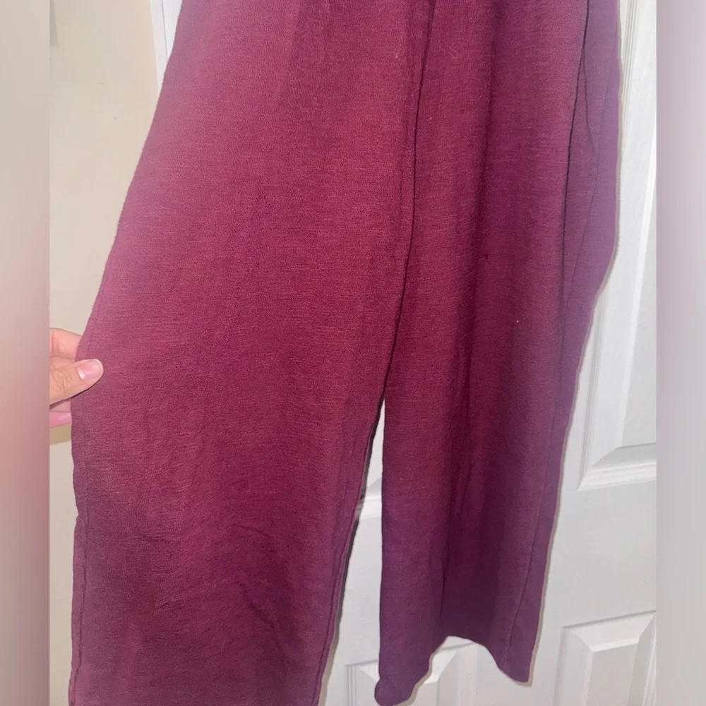 Old Navy Girls Burgundy Puff Sleeve Wide Leg Jumpsuit Size L 10/12
